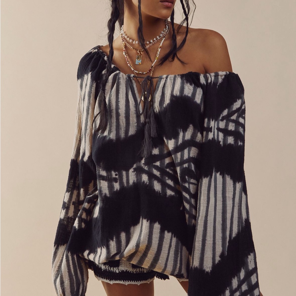 Free People Black And Cream ‘Santorini’ Blouse